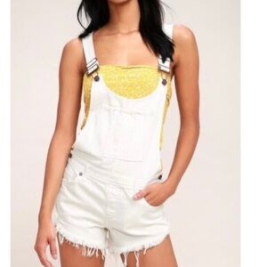 Free people we the free summer babe frayed denim overalls sz 28